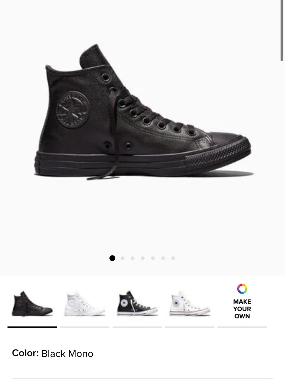 Converse UNISEX W:6 / M: 4 All Black LEATHER  High-Top Sneakers